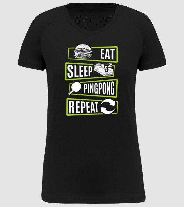 Eat sleep PING PONG repeat model negru pe tricou