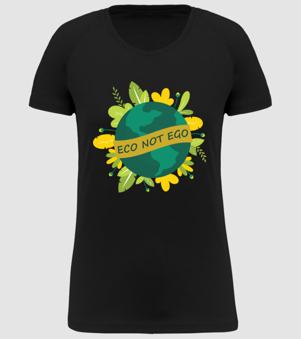 ECO NOT EGO model negru pe tricou