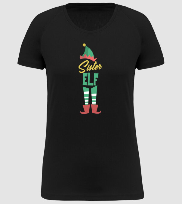 Elf family sister model negru pe tricou