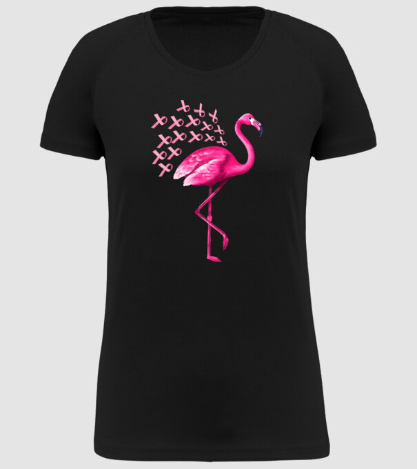Flamingo pink model negru pe tricou