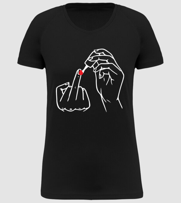 Nail polish Fuck U model negru pe tricou