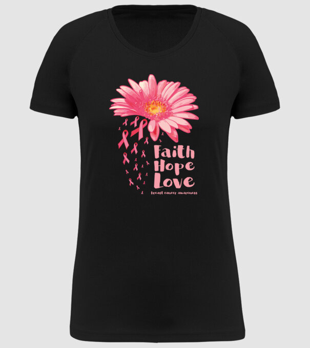 Gerbera faith hope love model negru pe tricou