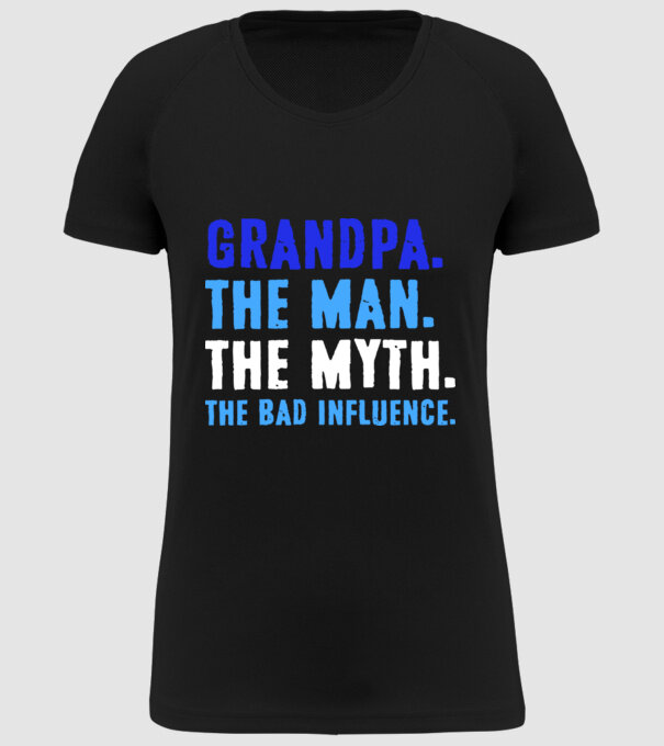 Grandpa, the bad influence model negru pe tricou
