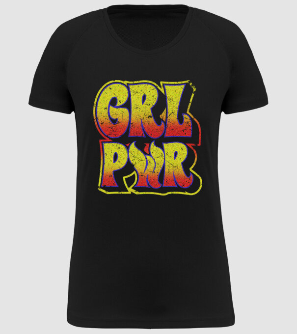 Girl Power retro model negru pe tricou