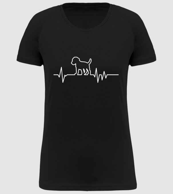 Heartbeat line Beagle model negru pe tricou