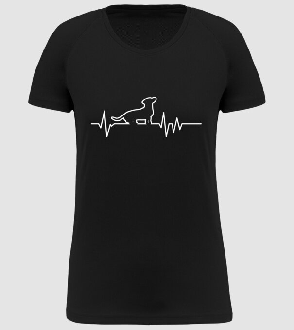 Heartbeat line Teckel model negru pe tricou
