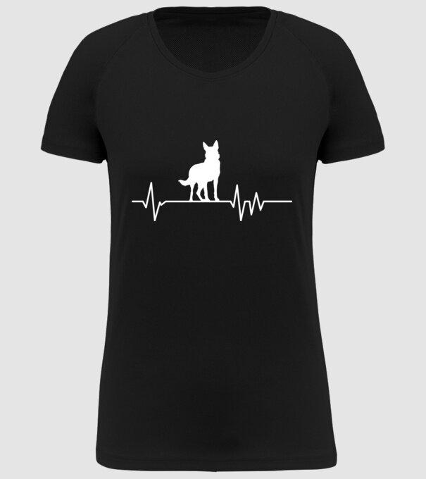 Heartbeat siluetă Ciobănesc german model negru pe tricou