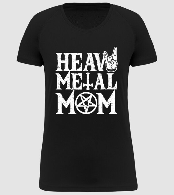 Heavy Metal Mom model negru pe tricou