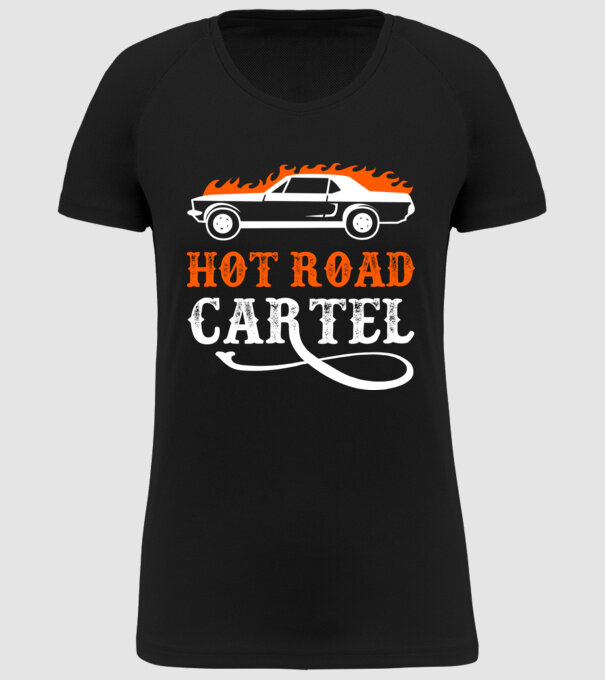 Hot road cartel model negru pe tricou
