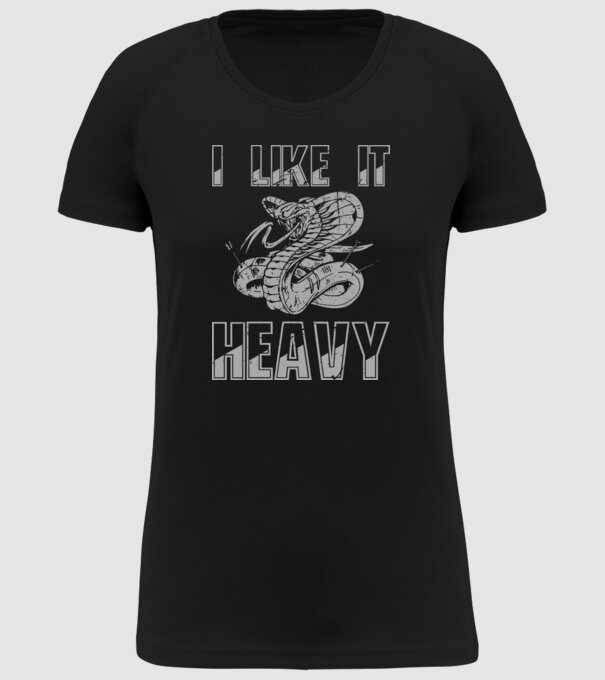 I like it heavy model negru pe tricou