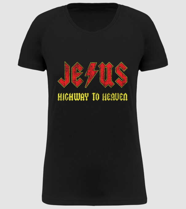JESUS HIGHWAY TO HEAVEN model negru pe tricou