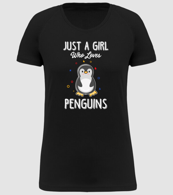 Just a girl who loves Penguins white model negru pe tricou