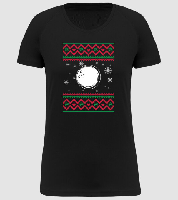 Model tricotat de Crăciun - bowling model negru pe tricou