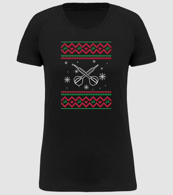model tricotat de Crăciun - darts model negru pe tricou