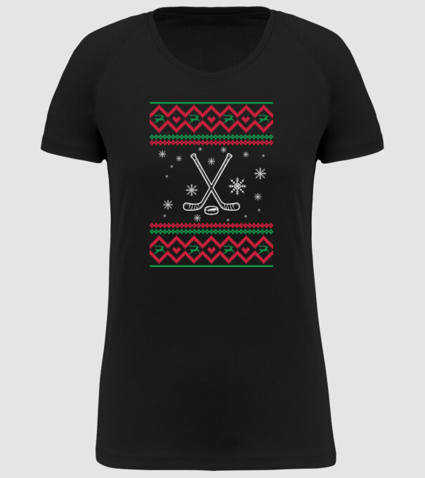 Model tricotat de Crăciun - hochei model negru pe tricou