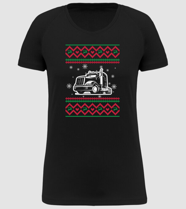 Model tricotat de Crăciun - camion model negru pe tricou