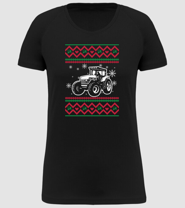 Model tricotat de Crăciun - tractorist model negru pe tricou