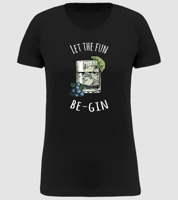 Let the fun be gin model negru pe tricou