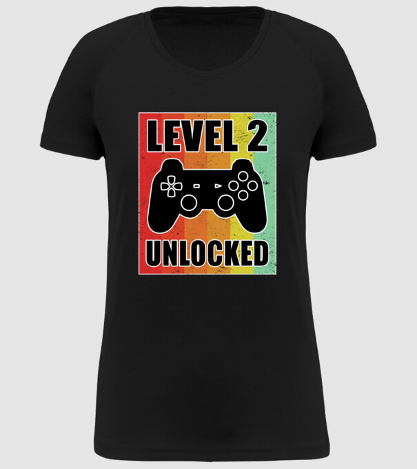 level 2 unlocked retro gamer model negru pe tricou