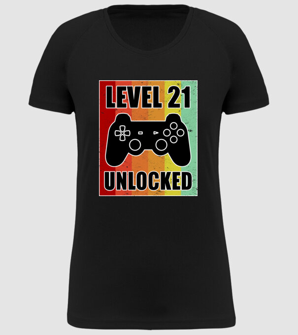 level 21 unlocked retro gamer model negru pe tricou