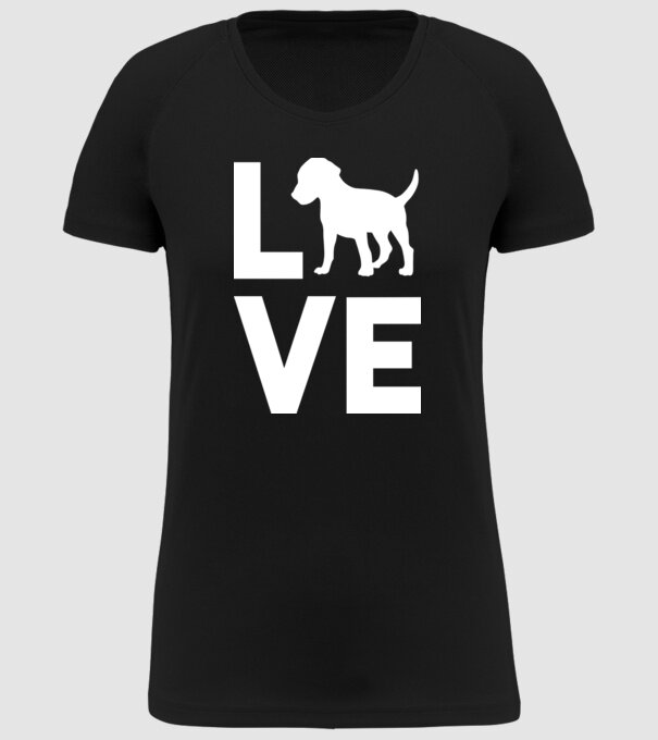 LOVE Beagle model negru pe tricou