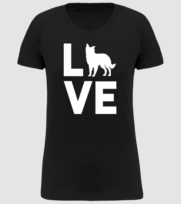 LOVE Border Collie model negru pe tricou