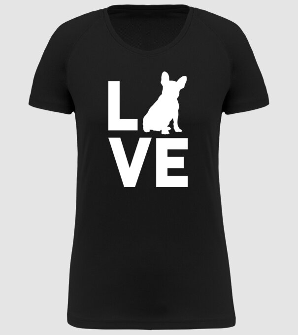 LOVE Bulldog francez model negru pe tricou