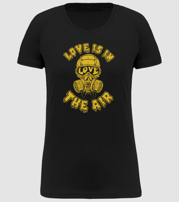 Love is in the air yellow model negru pe tricou