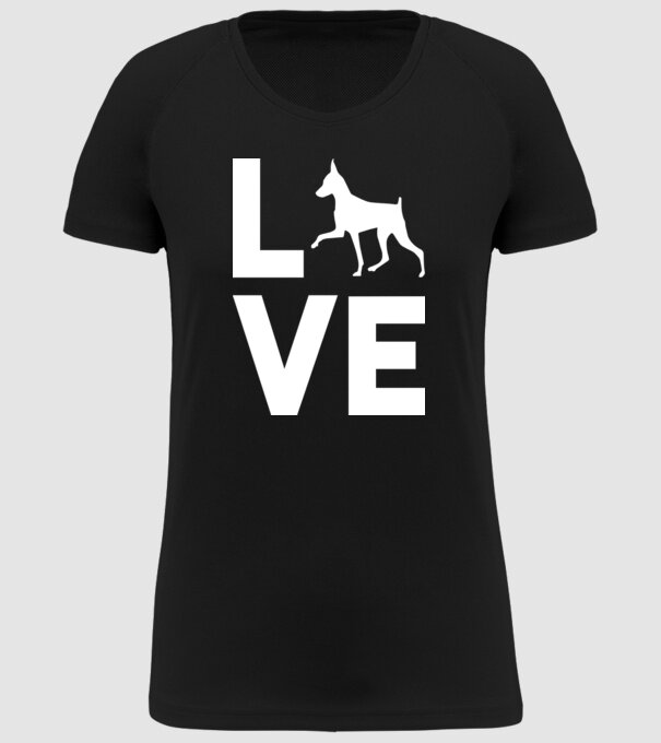 LOVE Pinscher model negru pe tricou