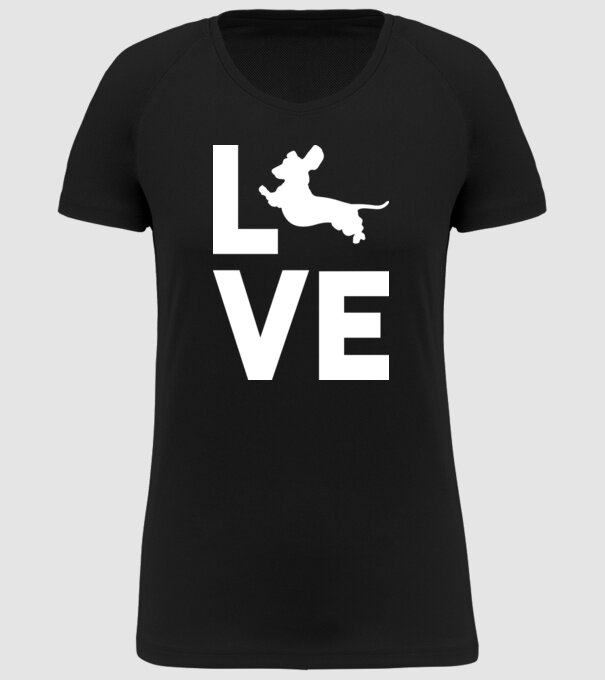 LOVE Teckel model negru pe tricou