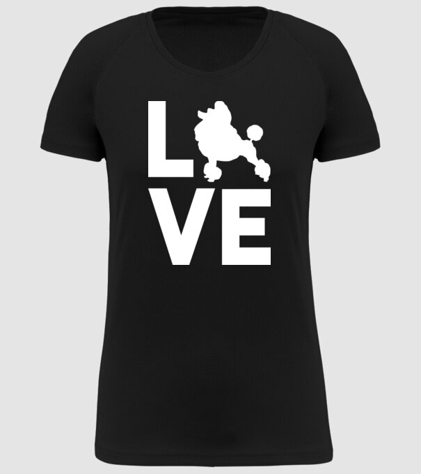 LOVE Pudel model negru pe tricou