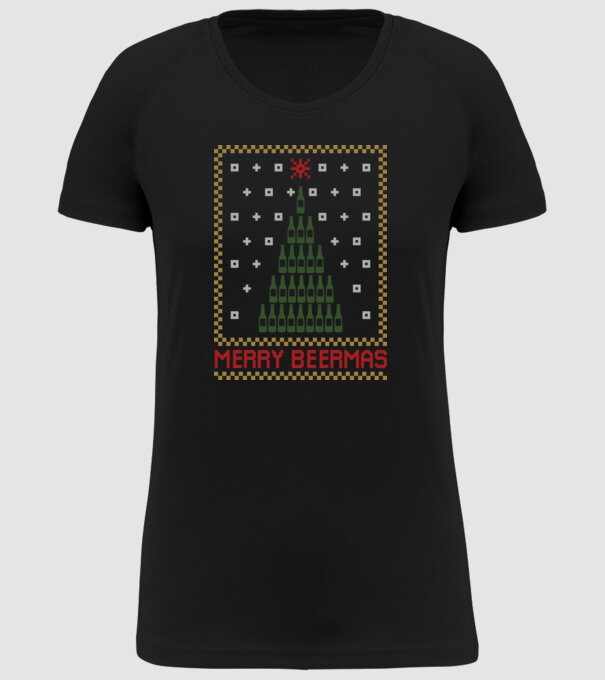 Merry Beermas model negru pe tricou