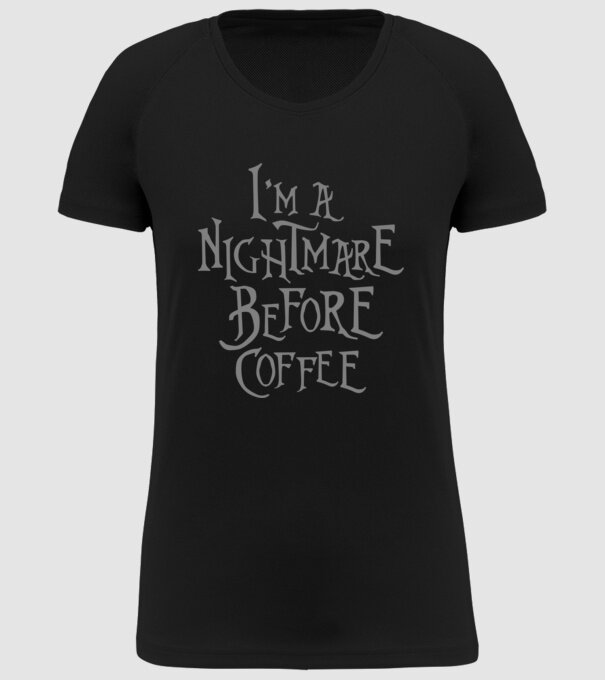 Nightmare before coffee model negru pe tricou