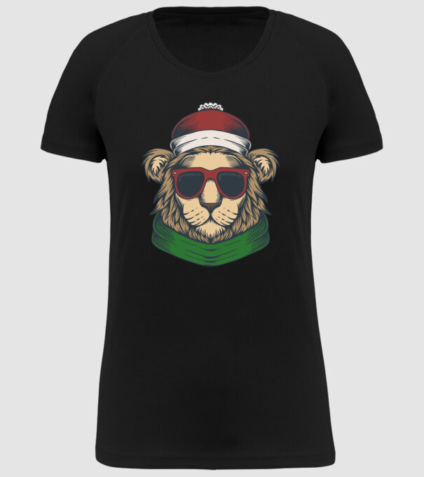 Leu Moș Crăciun model negru pe tricou