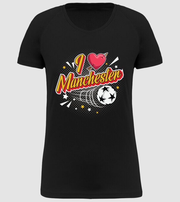 Popart Manchester model negru pe tricou