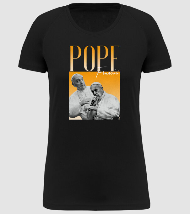 Pope Frances 90s poster model negru pe tricou