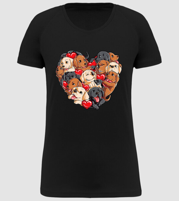 Puppy Heart model negru pe tricou