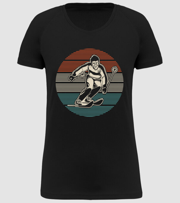 Retro circle ski model negru pe tricou