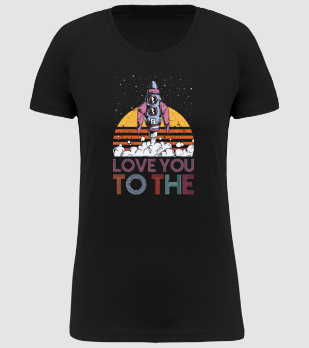 Retro vintage love you to the moon and back ROCKET model negru pe tricou