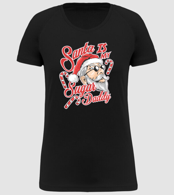 Santa is my sugar daddy model negru pe tricou