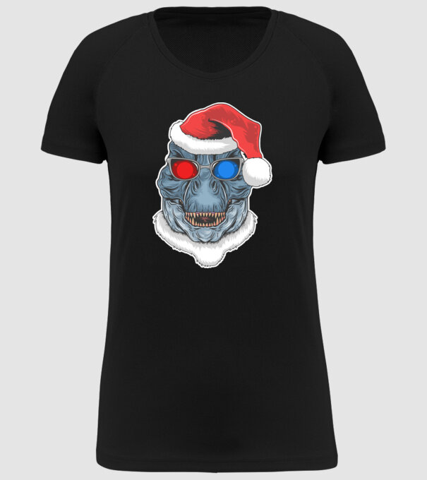 Santasaurus Rex model negru pe tricou