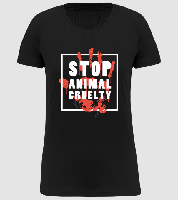 Stop animal cruelty model negru pe tricou