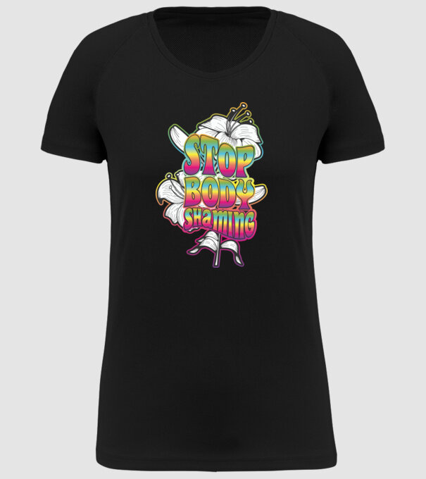 Stop body shaming lily model negru pe tricou