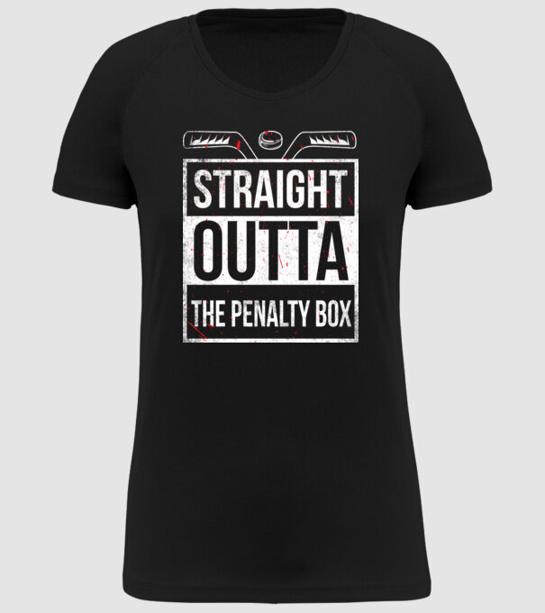 Straight outta the penalty box model negru pe tricou