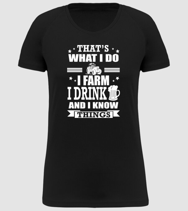 'That''s what I do, I farm, I drink' model negru pe tricou
