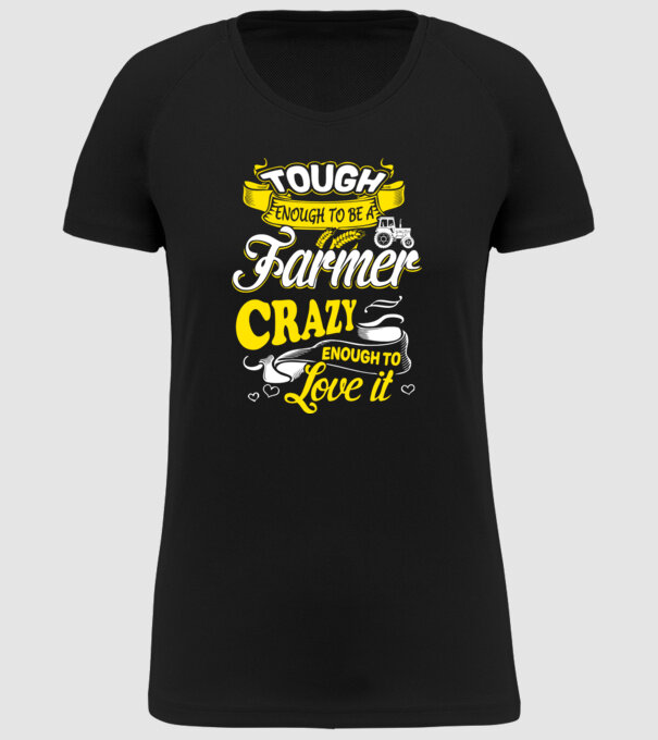 Tough enough to be a farmer Traktoros model negru pe tricou