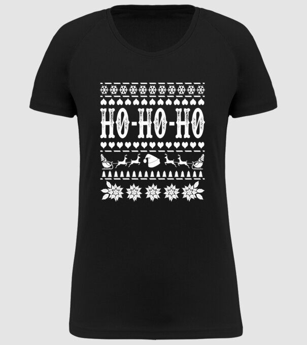 Ugly sweater hohoho model negru pe tricou
