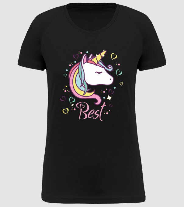 Unicorn Best model negru pe tricou
