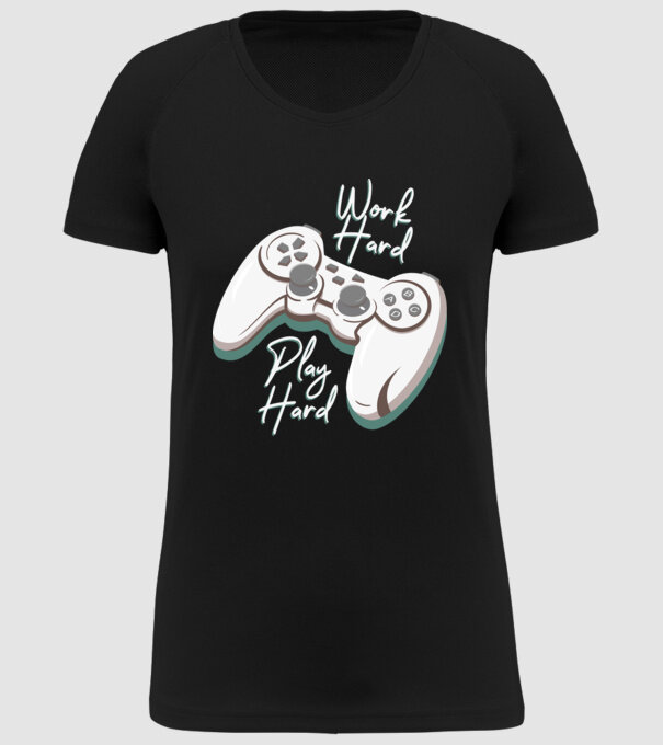 Work hard play hard model negru pe tricou