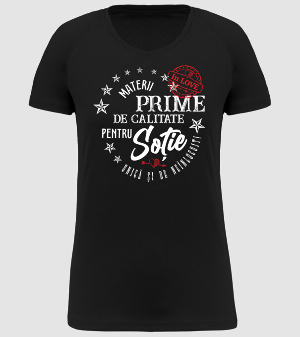 00_Materii prime de calitate pentru soție model negru pe tricou